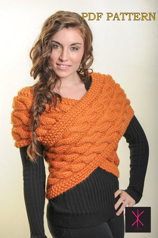 Knitting Pattern - Handknit designer Sweater Vest Wrap PDF Pattern