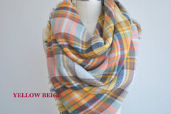 Blanket Scarf-Zara Plaid Cashmere Blanket Scarf -Unisex Large Plaid Blanket Scarf Tartan Checked Warp Shawl Pashmina Wool