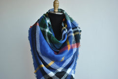 Blanket Scarf-Zara Plaid Cashmere Blanket Scarf -Unisex Large Plaid Blanket Scarf Tartan Checked Warp Shawl Pashmina Wool