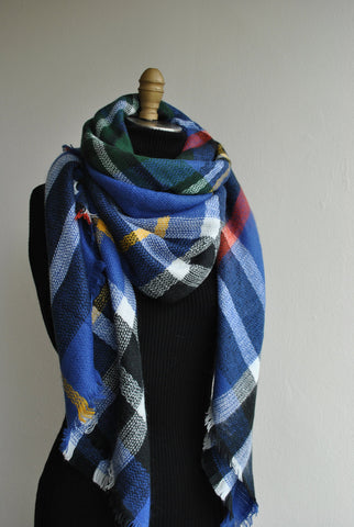 Blanket Scarf-Zara Plaid Cashmere Blanket Scarf -Unisex Large Plaid Blanket Scarf Tartan Checked Warp Shawl Pashmina Wool