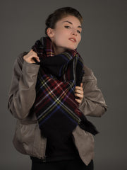 Blanket Scarf-Zara Plaid Cashmere Blanket Scarf -Unisex Large Plaid Blanket Scarf Tartan Checked Warp Shawl Pashmina Wool