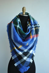 Blanket Scarf-Zara Plaid Cashmere Blanket Scarf -Unisex Large Plaid Blanket Scarf Tartan Checked Warp Shawl Pashmina Wool